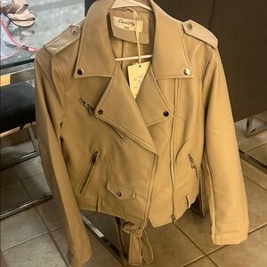 Faux leather biker jacket